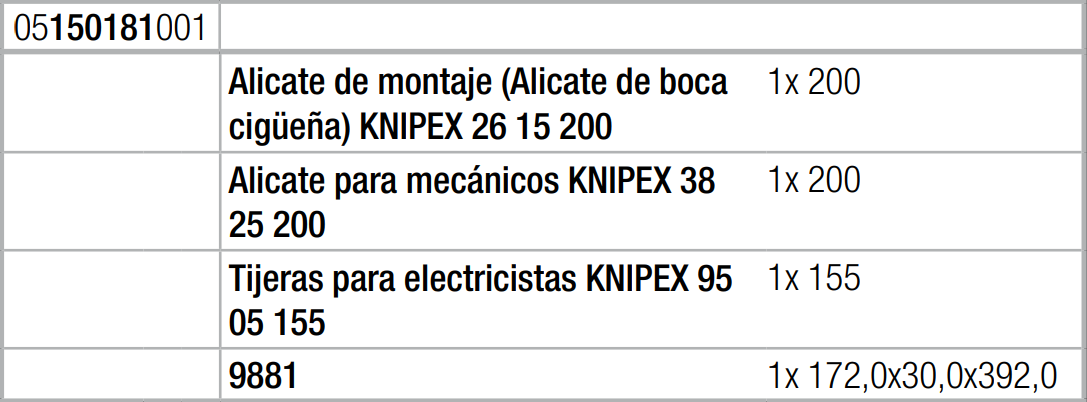 Juego de alicates de 3 piezas 9781 Depósito de espuma jgo alicates KNIPEX  Set 2 - Wera